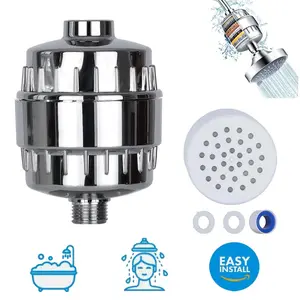 20 Stage Shower Head Purifier Filter Cartridge, Hard Water Softener Chlorine Removal, Improves Skin Hair Nails, Leakproof Design Full Compatibility