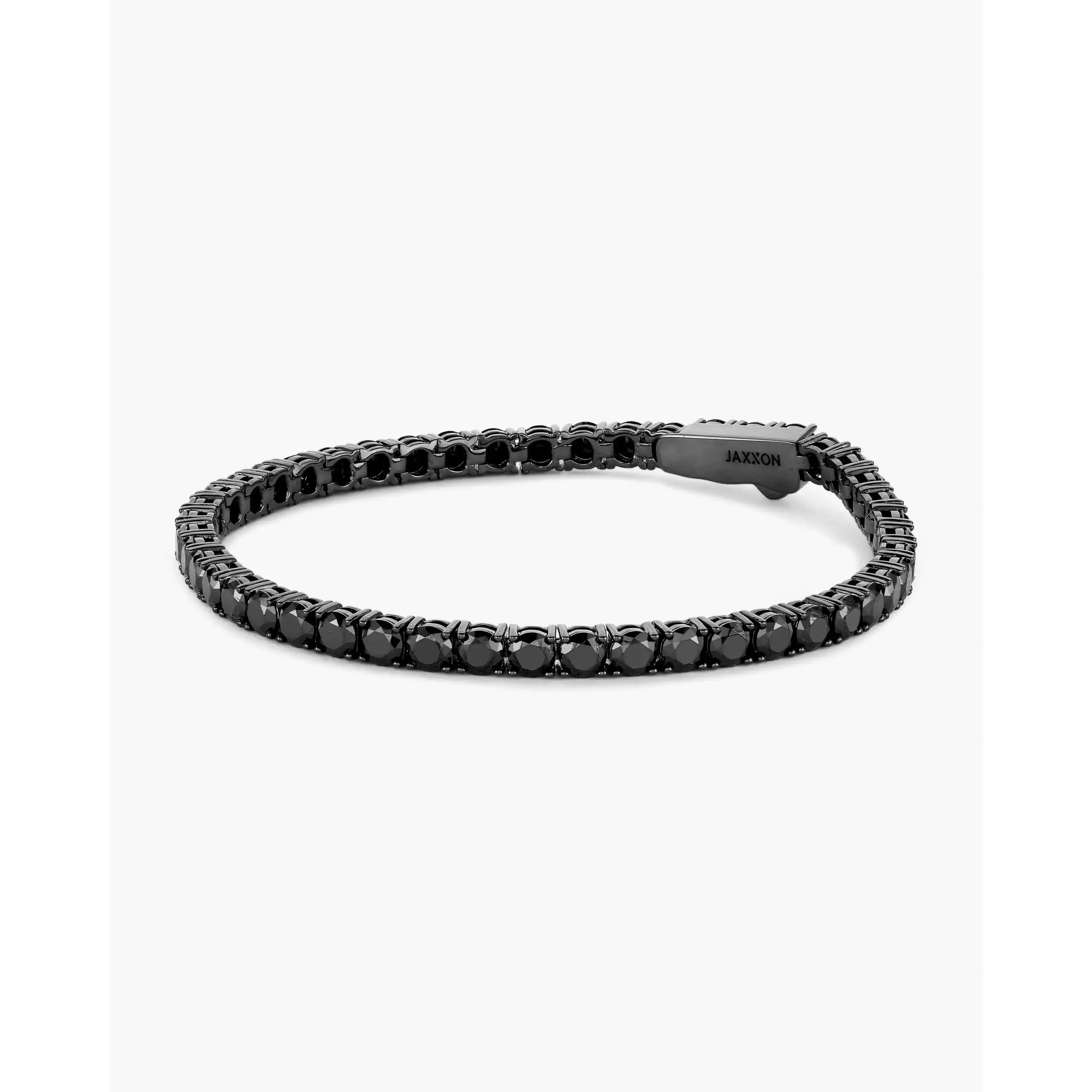 JAXXON Tennis Bracelet Round Cut - Black - Box Clasp