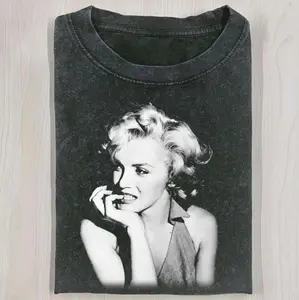 Youth and Adult Vintage Retro Style Marilyn Monroe Washed T-Shirt, American Iconic Graphic Tee, Funny Movies Trendy Unisex Shirt