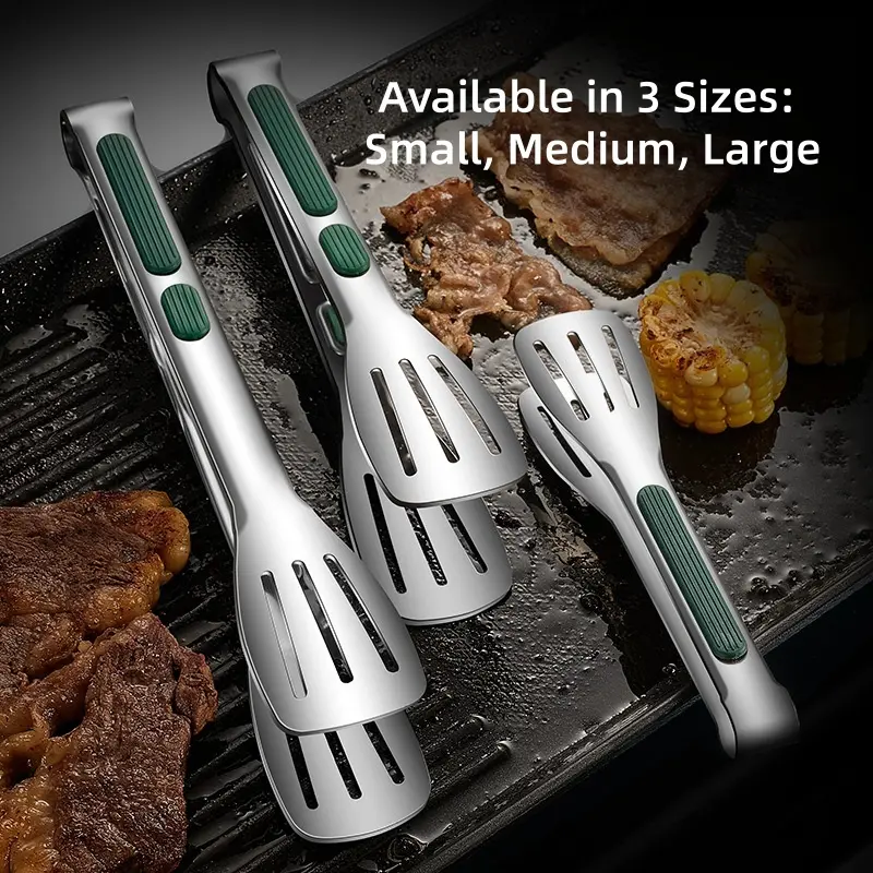 [Back to School]Stainless Steel Food Tongs, 1pc Non-slip Barbecue Tongs, Multipurpose Clips for Salad, Bread, Meat & Fruit, Cooking Tongs Suitable for Household Kitchen, Outdoor Use & Picnic, Kitchen Cooking Tools & Kitchen Gadgets-MM1