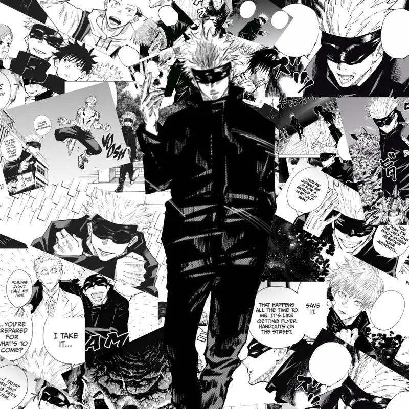 Saturo Gojo from the Anime Jujutsu Kaisen  Poster Print - Black and White Artwork Featuring Character in Central Focus room posters