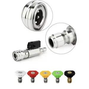1/4" NPT 304 High Pressure Ball Valve Kit for Power Washer Hose, 1/4" Male Quick Connect Fittings, 2900 PSI