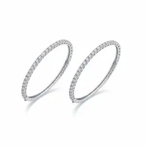 Timeless CZ Cubic Zirconia Princess Cut Tennis Bracelet Set of Two Stackable Silver Plated