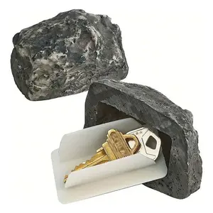 Stone Key Box Simulation Stone Outdoor Courtyard Hidden Door Key Box Small Resin Stone Shape Decorative Pebbles Home Accessories