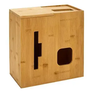 Improvements Bamboo Large Bag Holder and Dispenser