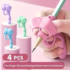 2pcs/4pcs   Pen Grip Corrector, Writing Posture Aid Tool with Soft Gel Pencil Holder for Handwriting Improvement, Random Colors, Office Stationery Supplies