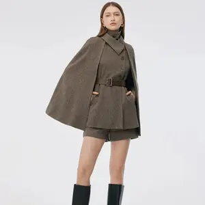 100% Washable Wool Cape And Vest Two-Piece Set Clothing Suits