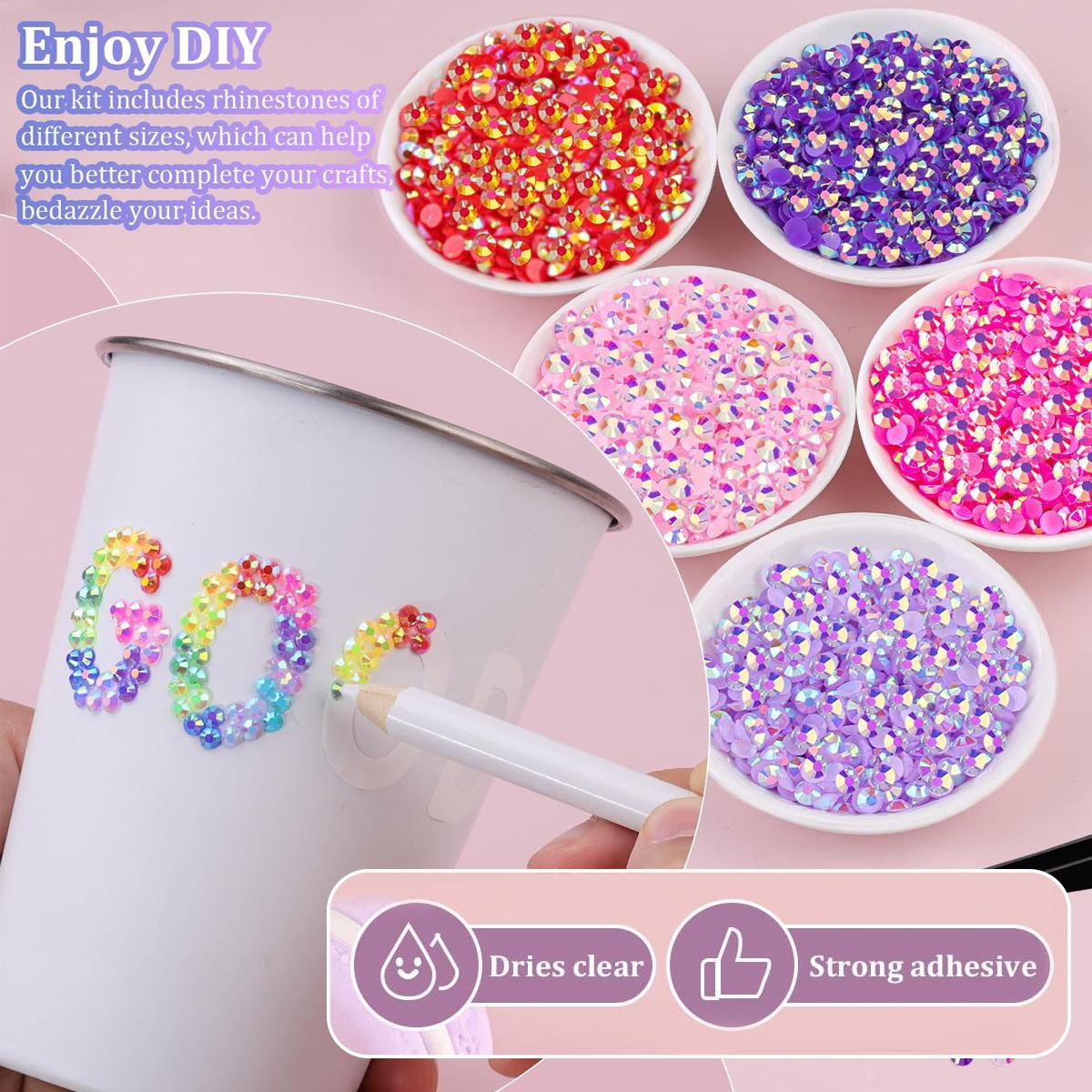 40 Grid Colorful Jelly Rhinestones 32000Pcs Multicolor Resin Flatback Gems with Kit Tools for Diamond Art Bedazzling Jewelry Crafting Book Shoes Nail Art Gift to Her