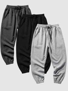 menswear plain drawstring waist sweatpants, sweatpants for men, local boy outfitters, regular fit comfortable minimalist pocket elastic waist athleisure trousers, men's trousers for spring & fall, pants for men