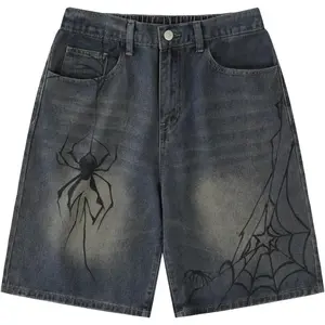 Blue Shorts Casual Loose Straight Leg Unisex Baggy Jeans Shorts Jorts Grunge Harajuku Streetwear grind  gear