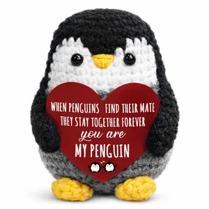 Crochet Penguin Couple Gift – Cute Handmade Gift with Romantic Message Card | Meaningful Gift for Boyfriend, Girlfriend & Anniversary