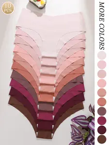 10 Pack Peach Color Seamless Triangle Underwear, Ice Silk Fabric with High Elasticity, Smooth, Breathable and Skin-Friendly Fit for All Seasons