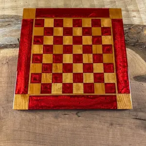 Red Lava Cherry Chess Board (INCLUDES PIECES)