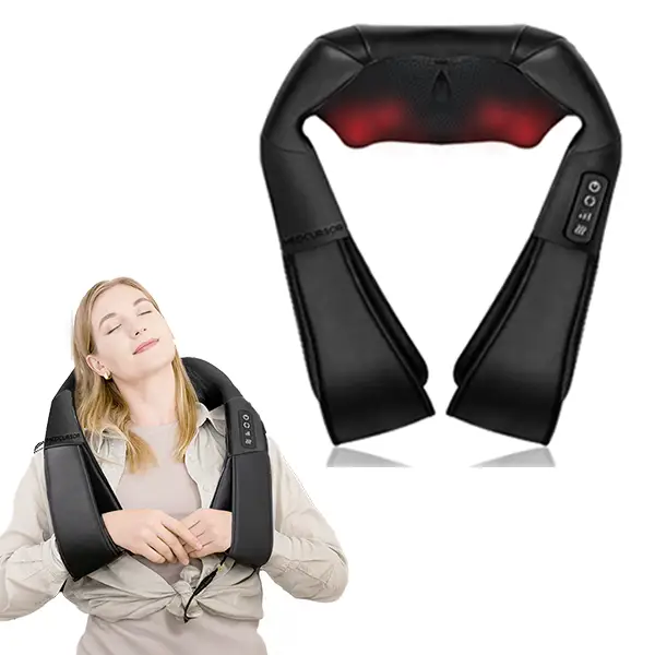 Medcursor Neck Massager with Heat Shiatsu Shoulder Back Kneading Electric Massage Pillow for Muscle Relaxation Deep Tissue Gifts Black