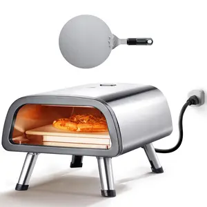 VEVOR 12" Electric Pizza Oven Countertop, Stainless Steel Pizza Maker Machine with Pizza Stone and Spatula, Heats up to 850°F, Multipurpose Indoor & Outdoor Pizza Cooker for Restaurant Home Camping