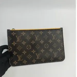 Pre-owned Louis Vuitton coated canvas Clutches & Wristlets Yellow Neverfull Detachable Pouch