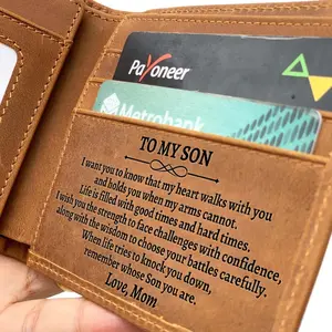 More Than a Wallet - A Message He’ll Carry Every Day-Genuine Leather Wallet with Laser Engraved Message Satin Premium Long Table Runner Set Outdoor