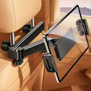Car Headrest Tablet & Phone Mount - Adjustable Extension Aarm Back Seat Holder, Auto Accessories, Road Trip Essential for Kids, Universal