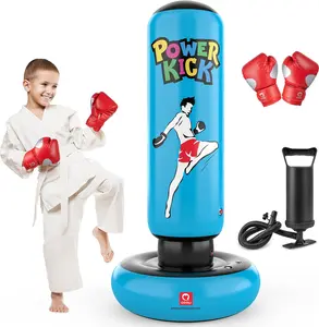 Larger Punching Bag for Kids, 66" Inflatable Boxing Bag, Gifts for Boys & Girls Age 6-12 for Practicing Karate, Taekwondo, MMA and to Relieve Pent Up Energy in Kids and Adults (Blue)