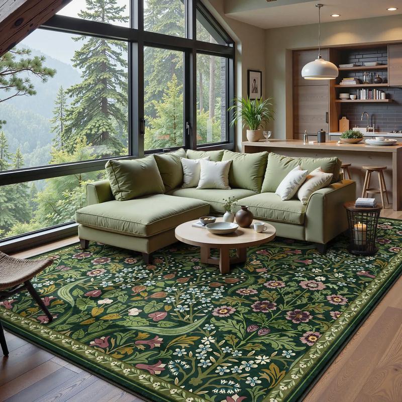 Pink/SylvieLahome Floral Boho Soft Ultra-Thin Non-Slip Stain Resistant Washable Area Rug for Living Room, Bedroom, Nursery, Playroom and Classroom