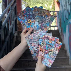 Wall Pattern Sticker Paper, 10 Sheets/bag Wall Brick Pattern Background Sticker Paper, DIY Decorative Sticker for Scrapbooking, Journaling, Gift Wrapping, Sticker Packs