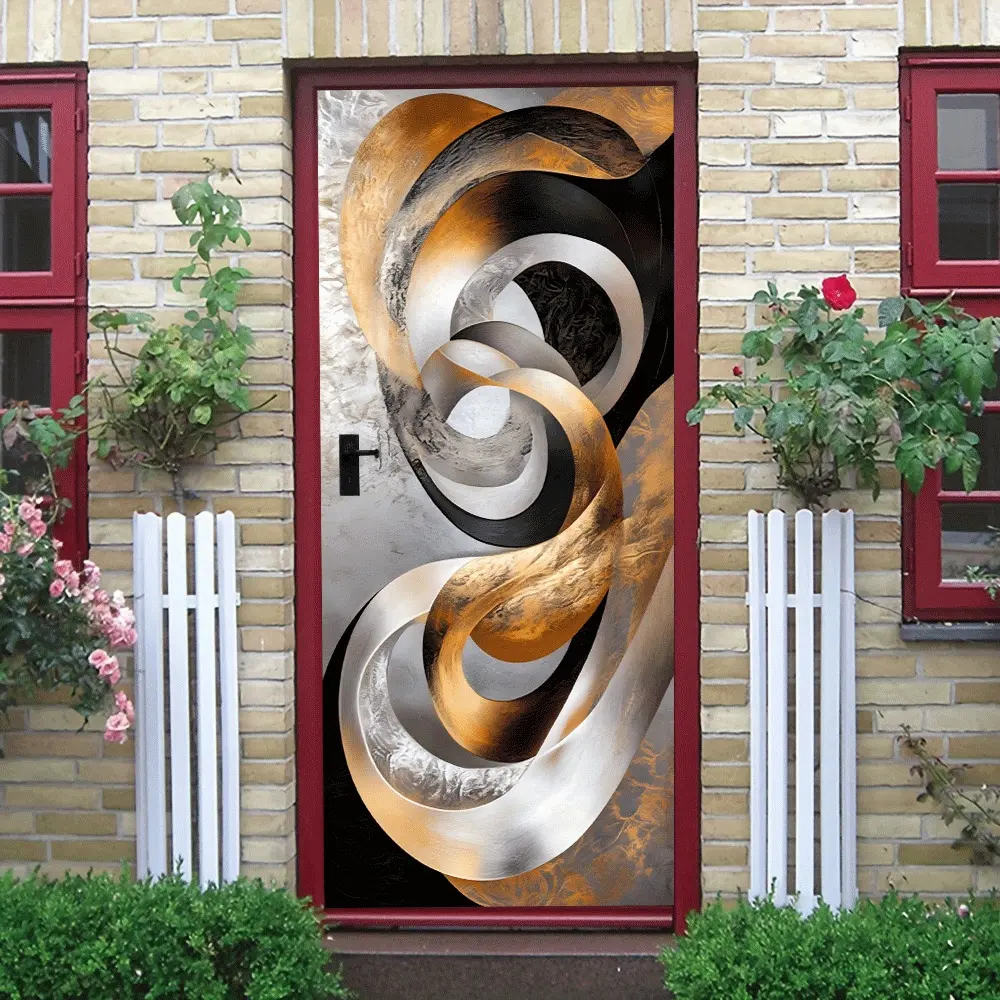 2pcs Modern Minimalist Winding Decorative Wall Stickers for Living Room Entrance Corridor Background Wall Self Adhesive Stickers Luxury Gold Silver Black Abstract Art Wall Decals Removable Waterproof PVC