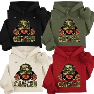 [Full 12 Zodiac] Camo Zodiac Hoodie – Urban Streetwear Zodiac Sign Sweatshirt with Camo Graphic Design, Trendy Unisex Pullover, Perfect Gift for Zodiac Lovers