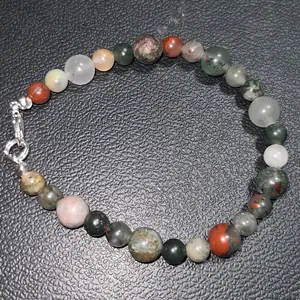 African Bloodstone bracelet with clasp, stretchy cord.