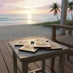 Island Series II Engraved Wood Coasters – Tropical & Cultural Designs