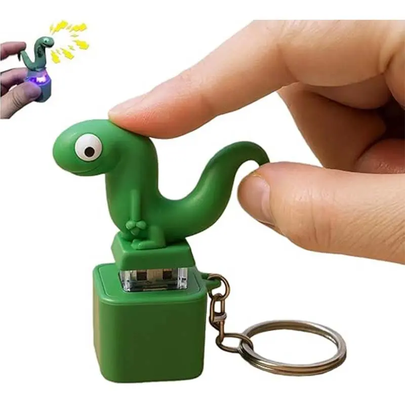 Cute ABS Lizard Button Clicker Keychain - Rechargeable Animal Keychain with Sound, Colorful Lights for Adults' Anxiety Relief, Party & Indoor Recreation, Animals, Keychains