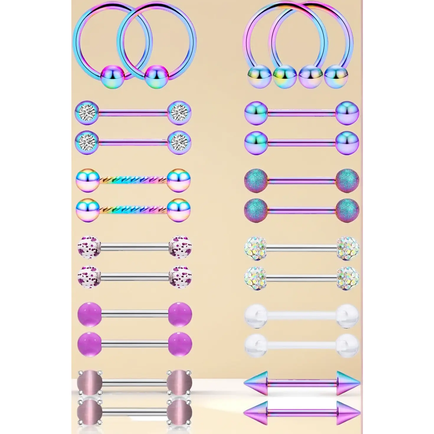 12Pcs Nipple Rings Hypoallergenic Surgical Steel 14G Nipple Piercing Jewelry Barbells Hoops Tongue Rings Unisex 14mm 14 Gauge Nipple Tongue Jewelry