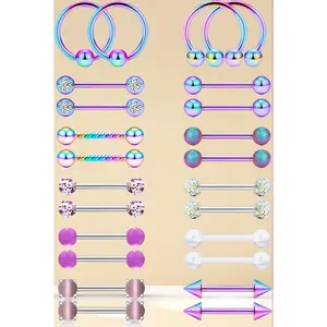 12Pcs Nipple Rings Hypoallergenic Surgical Steel 14G Nipple Piercing Jewelry Barbells Hoops Tongue Rings Unisex 14mm 14 Gauge Nipple Tongue Jewelry