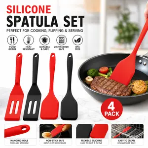 Tiny but Mighty! Mini Silicone Spatula Set – Non-Stick, Heat-Resistant & Flexible. Perfect for Brownies, Eggs & More. (Red & Black)