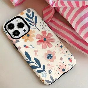 Spring Flowers Aesthetic Two-In-One Film Case - Tough, Dual Layered Case for Superior Protection, Durable, Drop-proof - for iPhone 16, 15, 14, 13, 12, 11, Plus, Pro, Max, Perfect Birthday Wedding Gifts for Friends Family Compatible with Samsung Galaxy S25