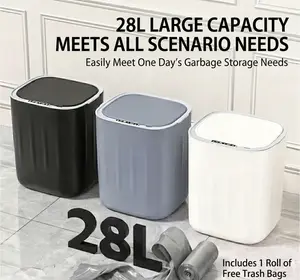 28L (7.4 Gal) Rectangular Sensor Bin - Motion-Sensor Automatic Touchless Trash Can, Minimalist Modern Smart Garbage Bin with Quiet Lid Technology, Smooth Design, Easy-to-Clean Feature for Bathroom, Kitchen Home Supplies