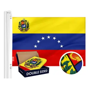 G128 Venezuela 7 Stars Venezuelan Flag | 3x5 Ft | Double ToughWeave Series Double Sided Embroidered 210D Poly | Country Flag, Embroidered Design, Indoor/Outdoor, Brass Grommets, Heavy Duty, 2-ply