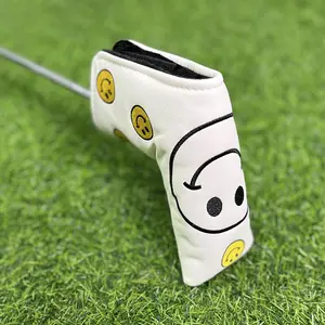 Smile Face Pattern Golf Putting Head Cover, Waterproof PU Golf Club Head Cover, Golf Club Protector for Men & Women, Golf Accessory, Golf Putter