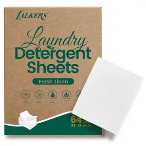 Eco Laundry Detergent Sheets - 64 Loads Laundry Sheets Detergent - 32 No Plastic Jug Washer Soap Sheet - No Mess & Space-Saving Travel Friendly Laundry Detergent