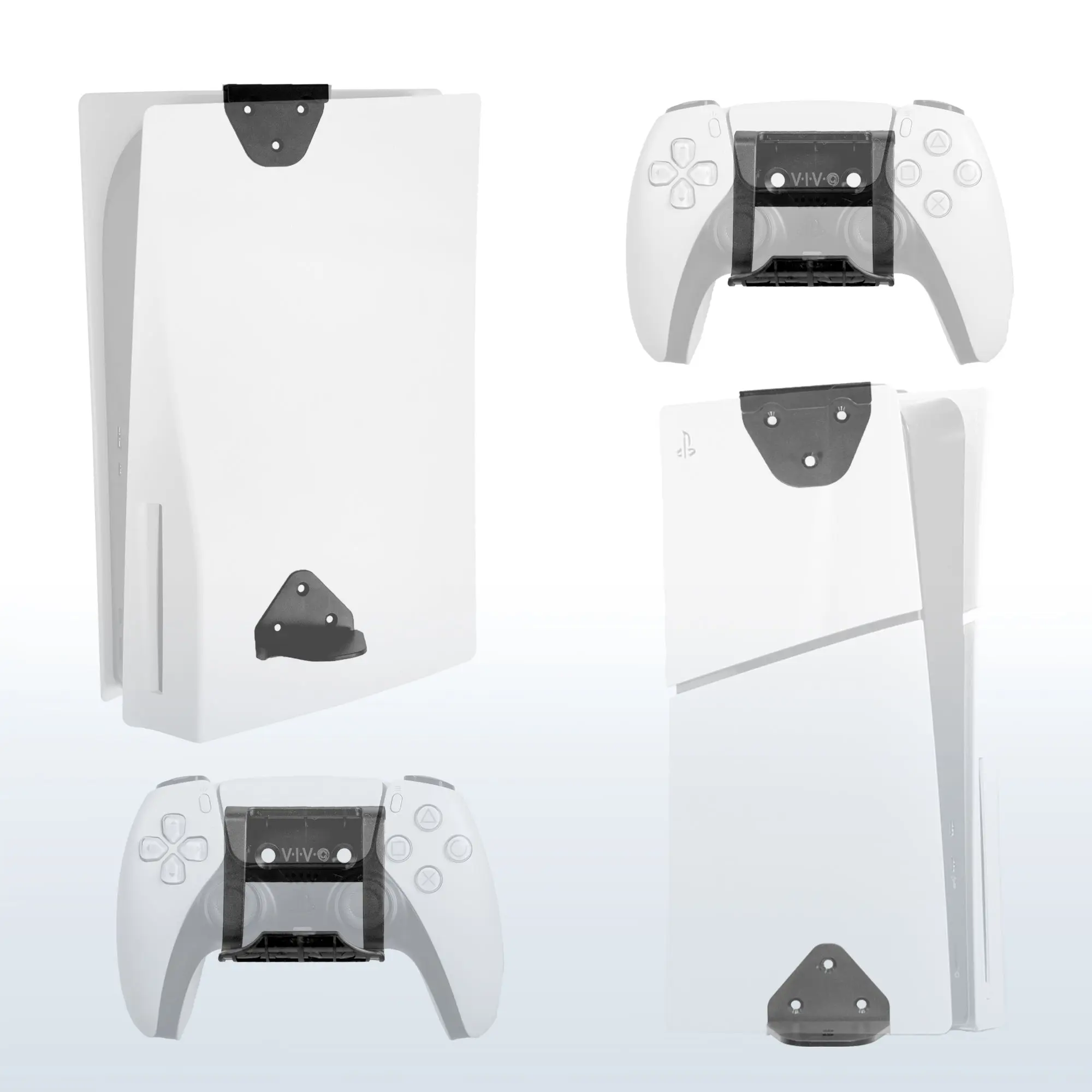 2-in-1 (Wall & Desk) Mount Designed for PS5 & PS5 Slim + 2 Controller Mounts