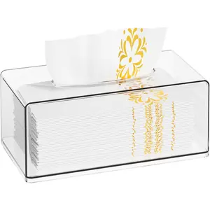 Tissue Box Holder,Clear Tissue Box Cover Rectangle for Kleenex Tissue Cube Box,Napkin,Facial Tissue Dispenser Box Case for Countertop,Bathroom,Kitchen,,Office,10.2x5.5 Inch