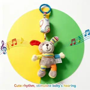 Wise Playful Littles Puppy Sensory Wind Chime Toy - Soft Plush Baby Rattle with Colorful Pattern, Perfect Parent-Child Play Toy for Babies 0-18M