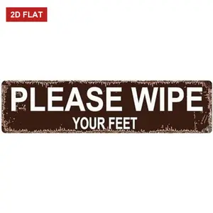 Please Wipe Your Feet Sign - Welcome Metal Wall Art - Indoor or Outdoor Home Patio Garden Bar Hotel Room Vintage Decor 16 x 4 Inch