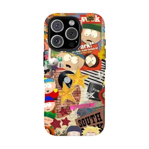 South Park Retro Collage Phone Case, Fun Cartoon Tough Cover, Compatible with iPhone 11-17 Pro Max/Plus and Samsung Galaxy S23-25