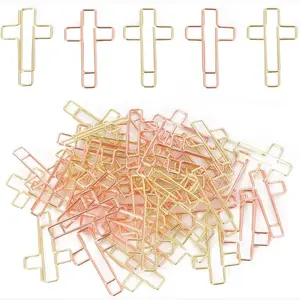Cross Paper Clips Bible Bookmark Rose Gold Paper Clips Book Marks for Bibles Study Supplies Bible Study Kit Cute Binder Clip Christian Accessories Christian Gifts for Women Paperclips Stationery