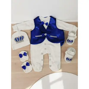 Royal Blue Tuxedo Boys, 5-Piece Set, Baby Wedding Dress, Blessing Dress, First Birthday Christmas Dress, Groomsman Dress
