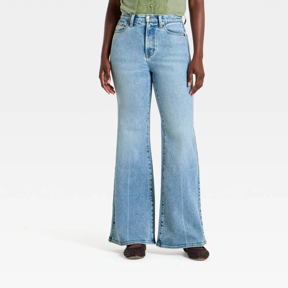 Women's High-Rise 70's Flare Jeans - Universal Thread Light Wash Blue 8 Long