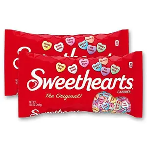 Sweethearts Conversation Hearts Candy - Valentine's Day Candy Hearts for Classroom and Parties, Individual Bags for Sharing and Spreading Love - 10.5 OZ Bag - 2 Pack Bulk