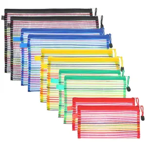 10 Pcs Mesh Zipper Pouch Set - Transparent Organizing Bags for School Supplies, Office Clutter & Travel Essentials