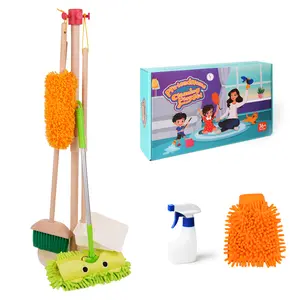 Kids Cleaning Toy Set for Toddlers Includes Broom Mop Duster Dustpan and Organizing Stand,Cleaning Toys Gift for Toddlers Girls Boys