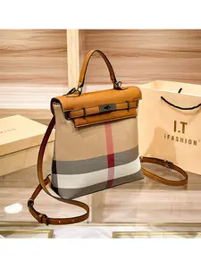 Fashion Casual Genuine Leather Women's Bag, New Plaid Pattern Travel Backpack, Multifunctional Shoulder Bag for Daily Use